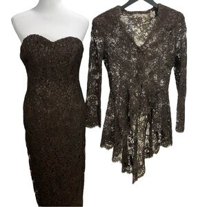 Gorgeous John Anthony Brown Lace Dress With Jacket Size Small